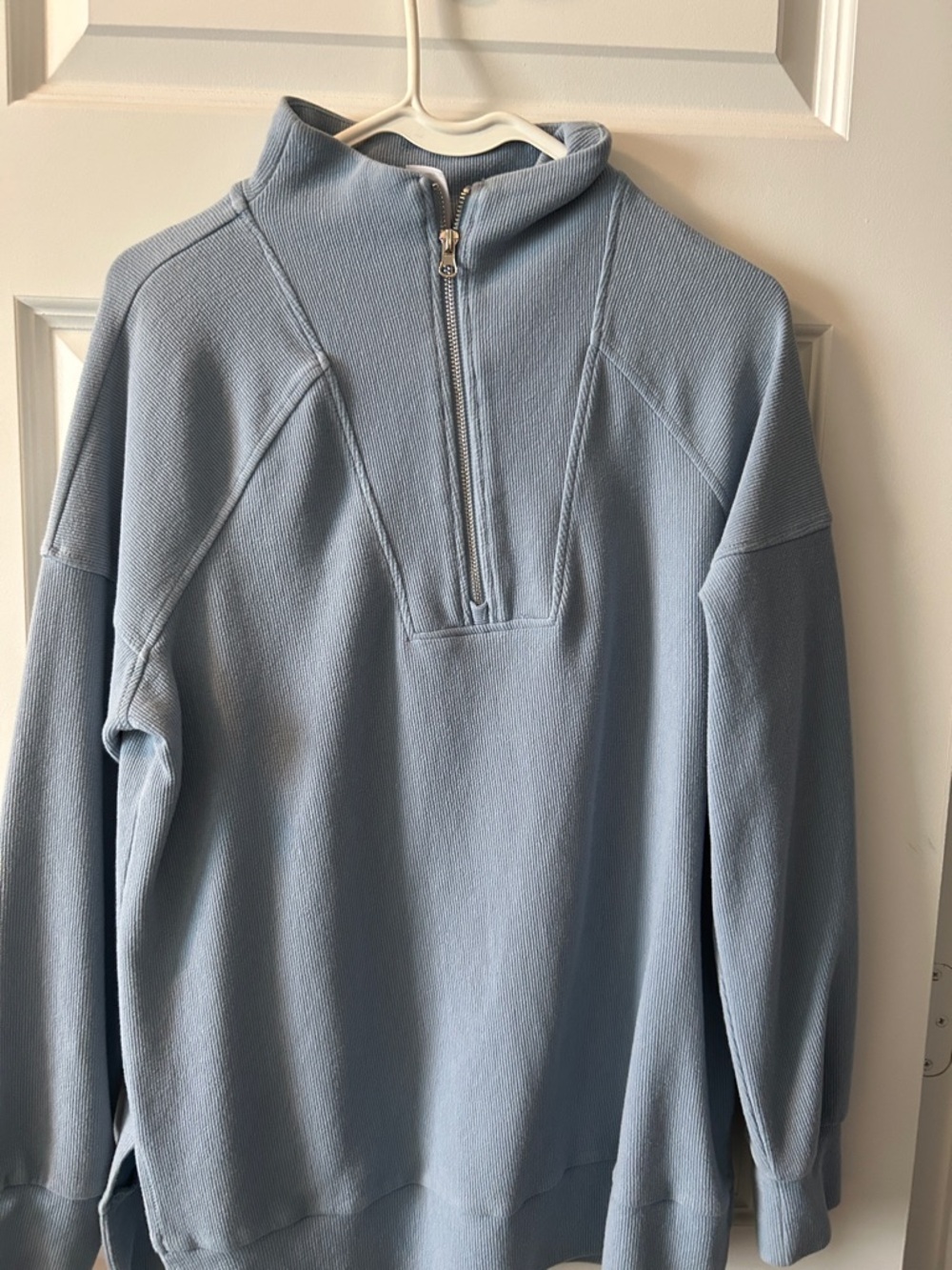 Women's Light Blue Half-Zip Pullover Top